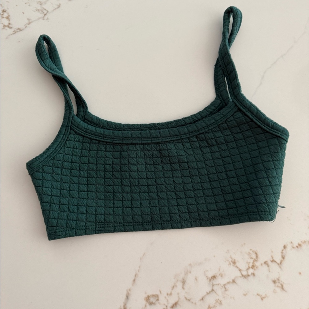 Princess Polly Teal Textured Crop Top